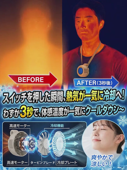 ミニ旋風ポータブルスナップオン充電式ファンウエストクリップミニ旋風ファン3段階風量ハンズフリーサイレント強風